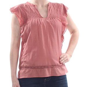 Lucky Brand Women's Solid Pintuck Top / Blouse